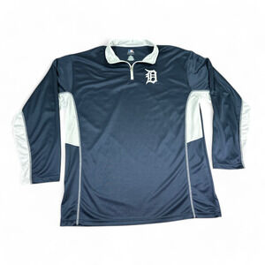 Detroit Tigers Shirt Adult EXTRA LARGE TALL Blue White Zip Polo MLB Baseball